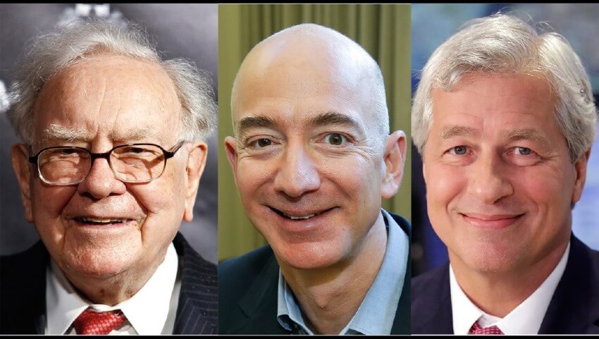 Warren Buffett, "Jeff" Bezos  and "Jamie" Dimon