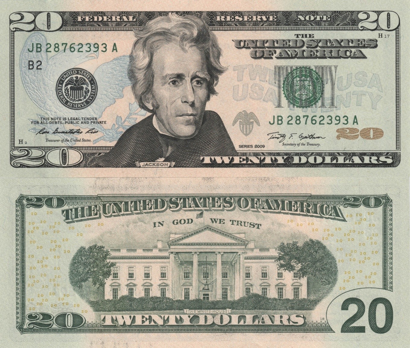 Двадцатидолларовая бумажная банкнота