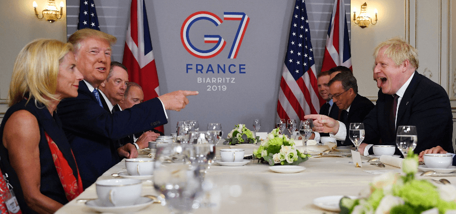 Дональд Трамп и Борис Джонсон на саммите G7 2019 года