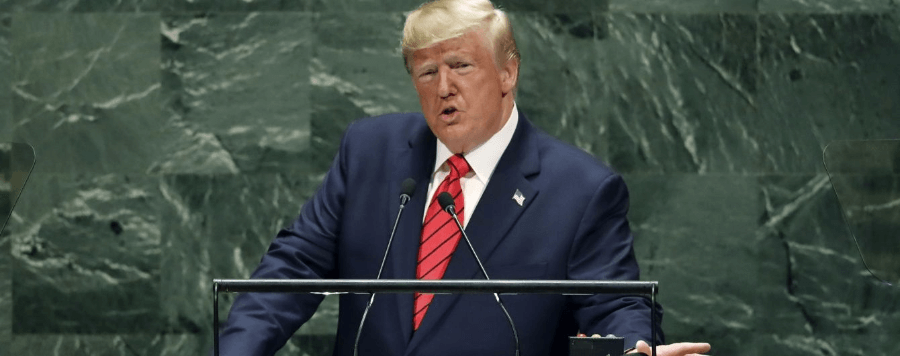 Трамп выступает на трибуне ООН 2019