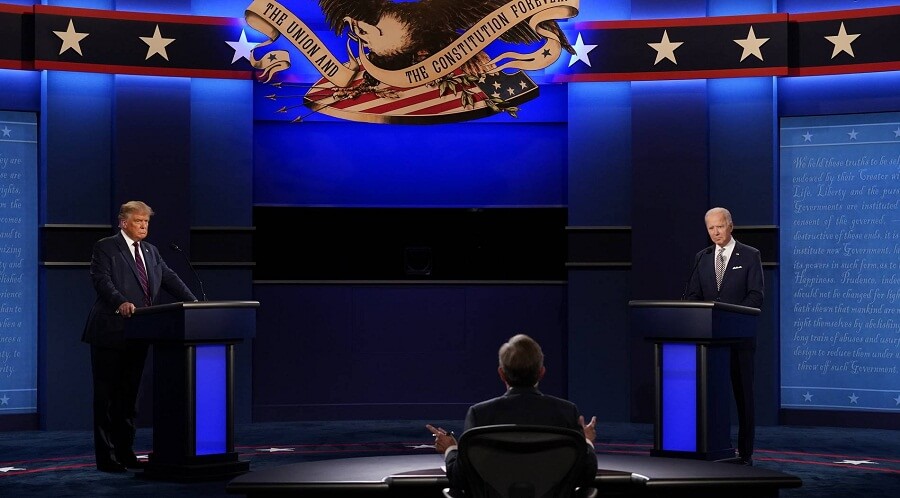 Дональд Трамп и Джо Байден на первых дебатах